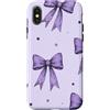 Coquette Aesthetic Gifts Custodia per iPhone X/XS Fiocco viola Ditsy Lavanda Coquette Ribbon