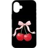 Cherry Aesthetic Summer Fruit Lover Red Custodia per iPhone 16 Plus Fiocco Rosa Ciliegia Rosso Ciliegia Estetica Alla Moda Frutta