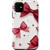 Coquette Aesthetic Gifts Custodia per iPhone 11 Nastro vintage con fiocco bordeaux