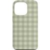 Preposh Custodia per iPhone 13 Pro Verde Salvia Gingham Preppy Estetica Girly Moda Trendy