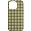 Preposh Custodia per iPhone 13 Pro Verde Oliva Gingham Preppy Girly Trendy Estetica Moda