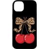 Cherry Aesthetic Summer Fruit Lover Red Custodia per iPhone 14 Plus Leopard Bow Ciliegia Estetica Rosso Ciliegia Estate Amante della Frutta