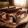 Senza marchio Set Gioco Rummy Ovale 100% Fatto a Mano Piastrelle In Legno Intagliato...