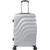 Totto - Valigia Rigida Media, Modello Bazy+, 43,5 x 69 x 26 cm, Capacità 64 L, Espandibile, Alta Resistenza agli Urti, Ruote 360º, Maniglia Telescopica, Cinghie Interne, Lucchetto TSA, Colore Grigio