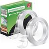 Euqvunn Nastro Biadesivo Extra Forte, Nano Nastro Adesivo Trasparente, Rimovibili e Resistente All'acqua, per Poster/Appendere a Muro/Tappeti, 2 Rotoli (3,0 m× 2,0 cm × 1 mm)