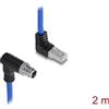 Delock Cavo M12 con codifica X, 8 poli, angolato, con connettore RJ45, 2 m, blu, IP67