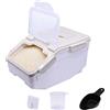 ANMOO Contenitore ermetico per riso, 5 kg, a prova di umidità e parassiti, con ruote e coperchio di bloccaggio, per riso, farina, pasta e alimenti secchi, per uso alimentare (grigio)