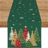 ZWJD Runner Da Tavola Natalizio 40x140 Moderno Verde Con Alberi Di Natale E Fiocchi Di Neve, Decorazione Festiva Per Tavolo Invernale, Ideale Per Feste, Sala Da Pranzo E Soggiorno