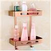 WOLWES Mensola da bagno con mensole galleggianti per doccia, mensola angolare quadrata per bagno, portasapone, shampoo, organizer per bagno, scaffale drenante, da parete, portaspezie/oro rosa a due