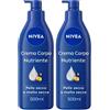Nivea Crema Corpo Nutriente 500 ml, corpo idratante 72 ore per pelle secca o molto 2x500 ml