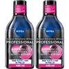 Nivea Micellair Professional Acqua Micellare Bifase 400ml, Detergente viso e occhi struccante bifase 2x400 ml