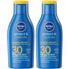 Nivea Sun Latte Solare Protect & Hydrate SPF30 100 ml, Crema solare 30 idratante in formato viaggio 2x100 ml