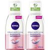 Nivea Struccante Occhi Bifase Illuminante Waterproof 125 ml, Olio struccante bifasico per gli occhi 2x125 ml