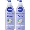 Nivea Crema-Olio Cocco & Olio di Monoi 400 ml, Crema corpo idratante 48h e profumata 2x400 ml
