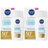 Nivea Sun Fluido Quotidiano Invisibile SPF 50+ 40 ml, Crema solare viso invisibile e leggera 2x40 ml