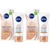 Nivea 5 in 1 BB Cream Super Idratante 24H No Stop Dorata 50 ml, Crema viso colorata con SPF15 2x50 ml