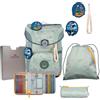 DerDieDas ErgoFlex Easy - Set di 5 zaini per la scuola, motivo: pianeta grigio, Grey Planet, ErgoFlex Easy Eco Set