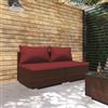 Vidaxl Set Divani da Giardino 2 pz con Cuscini in Polyrattan Marrone