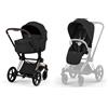CYBEX Priam Comfort Sepia Black 2in1 Con Navicella Richiudibile-Passeggino con Telaio Rosegold