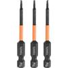 QUARKZMAN 3 Pezzi T6 Testa Torx Punta Cacciavite 2.56 (65mm) Lunga 1/4 Codolo Esagonale Magnetica Senza Foro Anti-Manomissione 6 Punte Stella Punte Trapano Acciaio S2 Fosfato