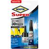 Bostik Super 3D Filler Adesivo Istantaneo Riempitivo, Trasparente, 9 g + 3 g