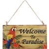 BESPORTBLE Welcome to Paradise Targa - Decorazione in legno per feste a tema hawaiano, tavola da surf, decorazione perfetta da parete per feste estive e in spiaggia, ideale per casa o giardino