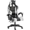 Baroni Home Sedia da Gaming, Sedia Ufficio Ergonomica con Schienale Regolabile, Poggiatesta e Supporto Lombare, Bianco
