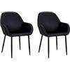 HOME DECO FACTORY Set di 2 poltrone Giulia in Velluto Nero Cotele Seduta Sedia da Tavolo Soggiorno Sala da Pranzo Ingresso Camera Mobile, Imbottitura: Poliuretano, 59.00 x 44.50 x 84.00