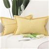 Madizz 2 Pezzi Poliestere Lino Copricuscini con bordo largo Morbido Decorativo Fodere per Cuscino Lusso Stile per Divano Camera da Letto 30x50 cm Giallo