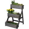 dobar® Scala per piante a tre livelli, per esterni, in legno massiccio, per balcone e giardino, aiuola con 3 fioriere, resistente alle intemperie, per esterni, 60 x 70 x 90 cm, antracite