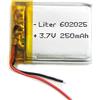 Liter energy battery Batteria 602025 LiPo 3.7V 250mAh 0.925Wh 1S 5C Liter Energy Battery per l'elettronica Ricaricabile Telefono Portatile Smartwatch Orologio GPS - Non adatto per Radiocomando 27x25x6mm (250mAh|602025)