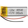 Liter energy battery Batteria 481540 LiPo 3.7V 240mAh 0.888Wh 1S 5C Liter Energy Battery per l'elettronica Ricaricabile Telefono Portatile Smartwatch Orologio GPS - Non adatto per Radiocomando 42x15x5mm (240mAh|481540)