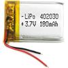 Liter energy battery Batteria 402030 LiPo 3.7V 180mAh 0.666Wh 1S 5C Liter Energy Battery per l'elettronica Ricaricabile Telefono Portatile Smartwatch Orologio GPS - Non adatto per Radiocomando 32x20x4mm (180mAh|402030)