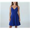 FRANKIE MORELLO Abito Donna EU 42 Blu Elettrico Scollo A V Plissé Skater Con Zip