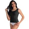 Liabel 3 Canottiere Made in Italy Donna Spalla Larga Seamless Elasticizzato Microfibra Bianco e Nero - Intimo Cannottiera Moda Maglia Intima Canotta Senza Cuciture