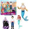 Mattel Disney Princess - Set Personaggi La Sirenetta, 4 mini bambole ispirate al film, la Sirenetta Ariel, il Principe Eric, Ursula e Re Tritone con accessorio tridente, 3+ anni, JHG84