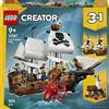 LEGO Creator 3in1 31387 Iconica Nave da Pirata, Giocattolo Trasformabile in Castello o in 2 Barche Gemelle, Regalo Bambini 9+