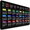 Hizelzidy Grande tappetino per mouse da gioco 2026-2027, calendario 2 anni con festività, moderno, nero, per lavoro, gioco, ufficio (80 x 30 cm)