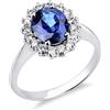 Gioielli di Valenza Anello contorno in oro bianco 18k con zaffiro ovale blu e diamanti