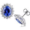 Gioielli di Valenza Orecchini a rosetta in oro bianco 18k con zaffiro blu e diamanti