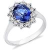 Gioielli di Valenza Anello contorno oro bianco 18k con zaffiro blu e diamanti