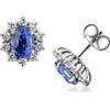 Gioielli di Valenza Orecchini rosetta zaffiro blu e diamanti in oro bianco 18k