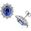 Gioielli di Valenza Orecchini Lady D oro bianco 18k con zaffiro blu e diamanti