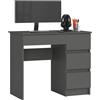 AKORD | Scrivania A-7 | 4 Cassetti | Office Desk | Scrittoio per Ufficio | Per Computer PC Laptop | Al lavoro | A casa | 50x90x77 cm |