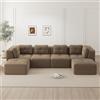 Luscriate Divano angolare Cloud a 4 posti con chaise longue, grande divano a forma di U, senza montaggio, imbottitura 32D altamente elastica, seduta extra profonda, braccioli larghi, divano lounge vicino al