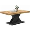 IDMarket - Mesa de centro ALICIA con base en X efecto macizo negro