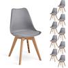 GrandCA HOME Set di 10 Sedie da cucina in plastica, sedie da pranzo moderne, gambe in plastica effetto legno, stile scandinavo, adatte per sala da pranzo, soggiorno e cucina - Grigio