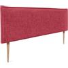 DHOME Testiera in lino naturale con bordo della testiera imbottito Letto moderno TOP TRENDING (Rosso, 160x105cm con Gambe (Letto 150/160))