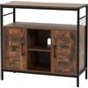 GIANTEX Credenza da cucina a buffet, armadietto da pavimento, 2 armadi con ripiani regolabili, armadietto con scomparti aperti, stile industriale
