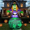 Joiedomi Decorazione gonfiabile per Halloween con strega e calderone da 1,8 m, con luce a fantasma verde rotante sporgente, decorazione da giardino gonfiabile con LED integrati, per feste di Halloween